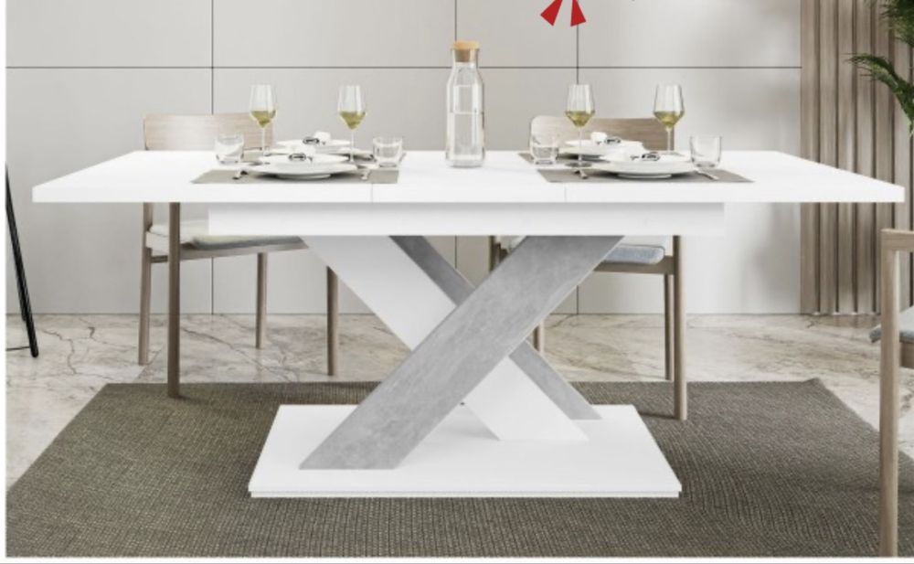 Mesa de Jantar Branca / Cinza