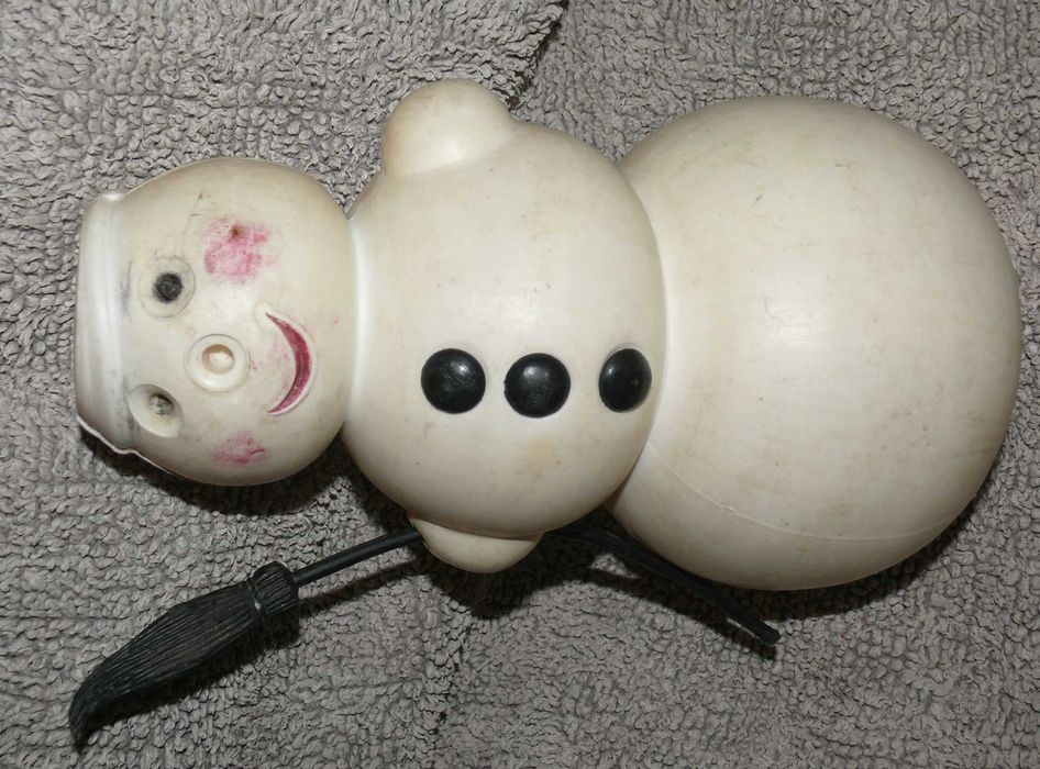 26 см. Большой Старый Снеговик. Игрушка на Новый Год. Твёрдый Пластик