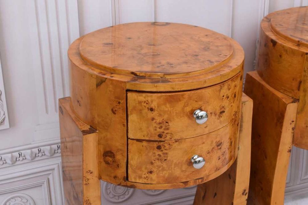 Stoliki Nocne Art Deco - Szafki Szafy Nakastliki Gięte Drewno  Czeczot