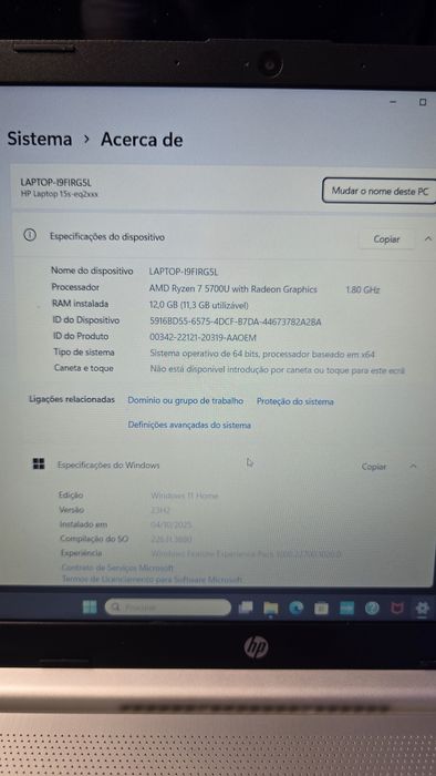Portátil HP 15s | Ryzen 7 | 12GB RAM | 512GB SSD | Layout PT  + Bolsa