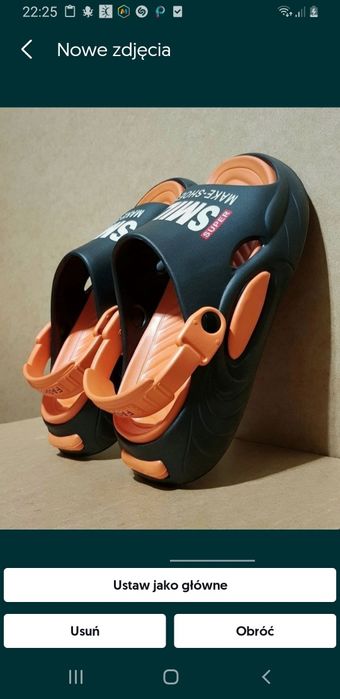 Klapki sandały męskie 40-41 (26cm) nowoczesne sportowe z paskiem czarn