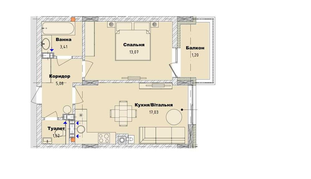 Продаж 1 кім. кв , 41.43 м2 , ЖК Art29 , м. Городок _Без комісії