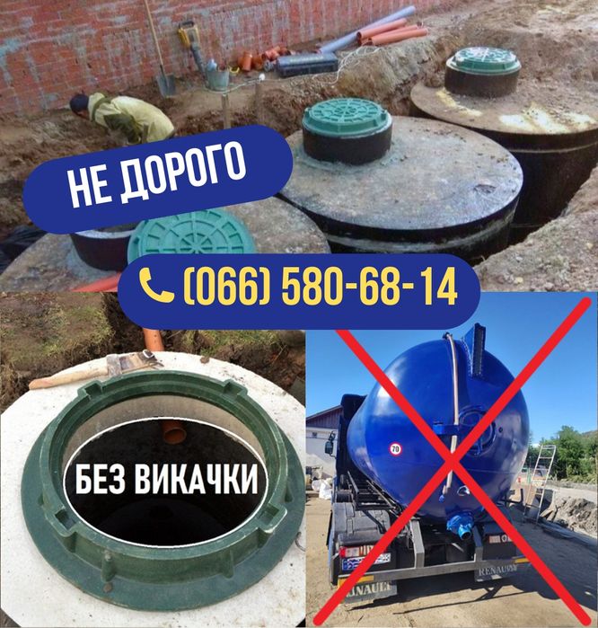 Септик під ключ | Копка котловану та підключення. М350, 6,7.5,10 м3