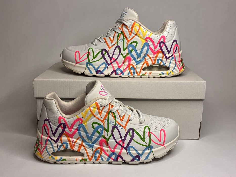 Кросівки снікерси Skechers x JGoldcrown: Uno Highlight Love 38 - 38,5 Білі з сердечками