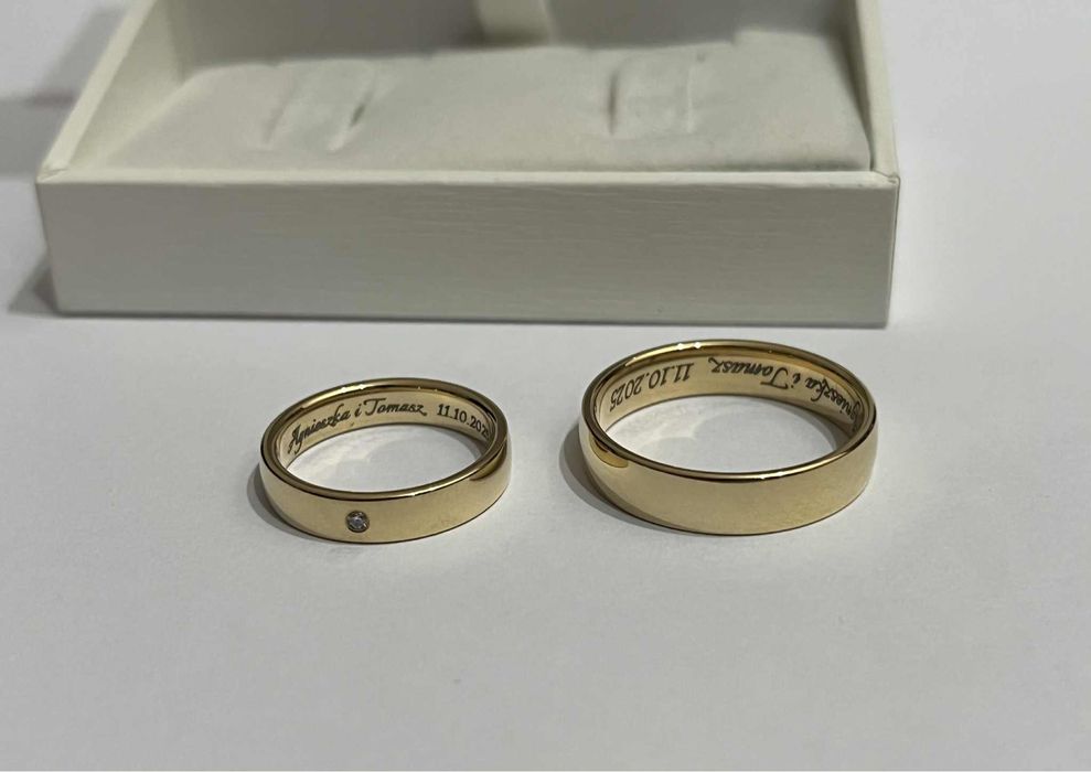 Złote obrączki ślubne próba 585