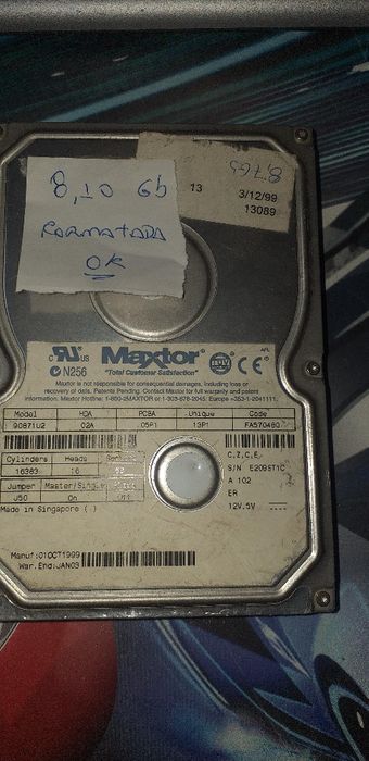 Disco IDE MAXTOR 8,10 GB 90871U264409319314561120
