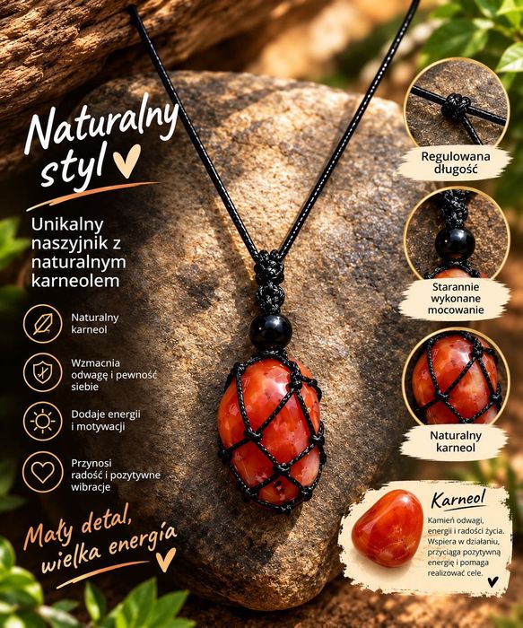 Wisiorek z naturalnym jadeitem – naszyjnik na regulowanym sznurku