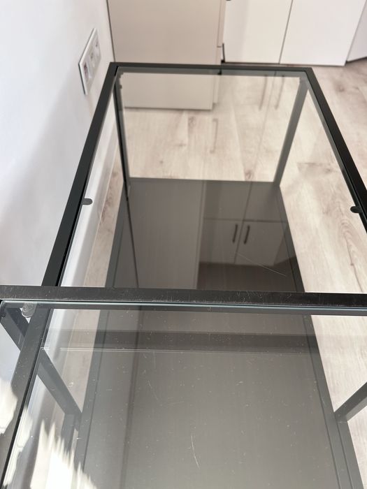 Komplet 2 stolików kawowych IKEA VITTSJÖ (loft / czarne / szklany blat)