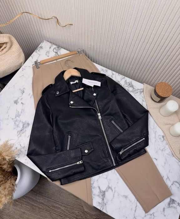 Кожана байкерська куртка, косуха TOPSHOP