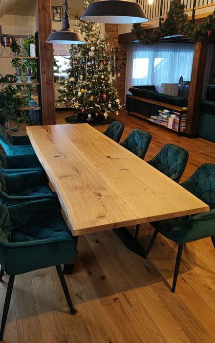 Stół dębowy z litego drewna loftowy industrialny  living edge spider