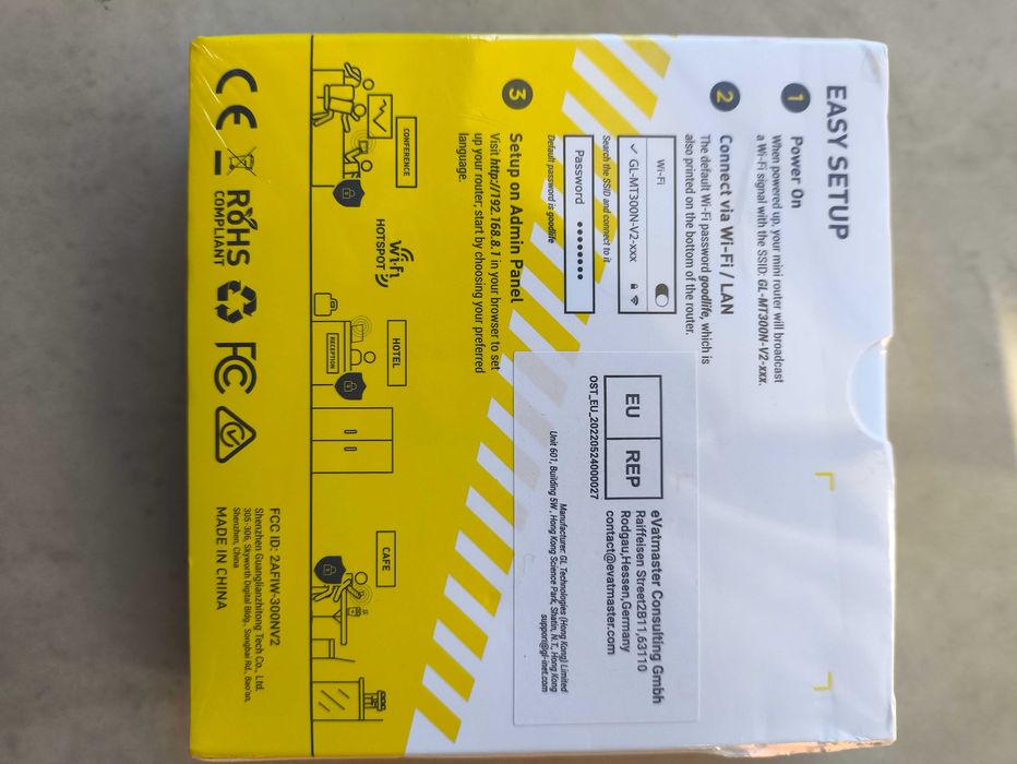 GL.iNet Mango GL-MT300N-V2 Router Wi-Fi Portátil Novo