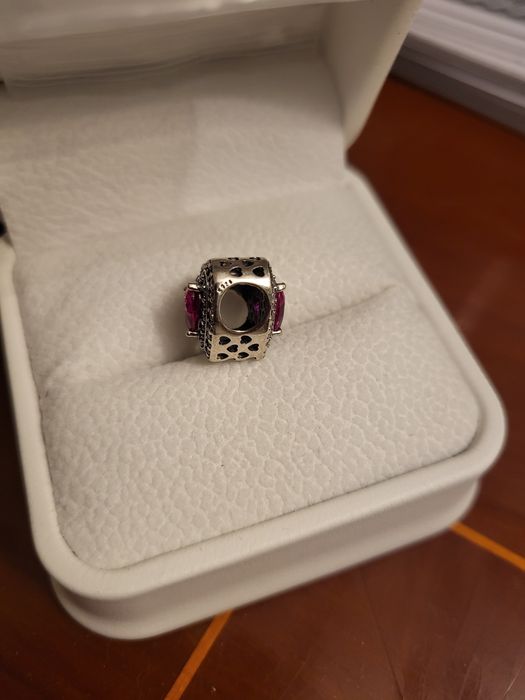 925 charms rubinowe serce