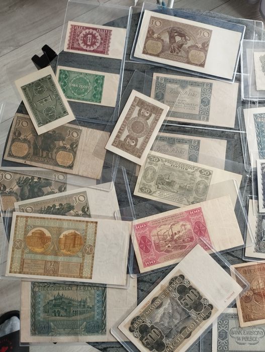 Zestaw starych banknotów polskich 1926-1948r
