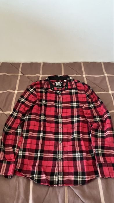 Camisa Skate Nation juvenil 158/164 flanela xadrez vermelha