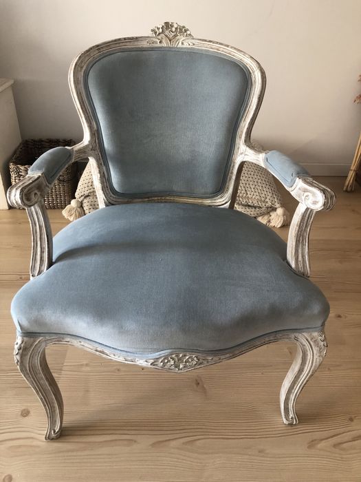Bergeres/cadeirões de braços de veludo azul