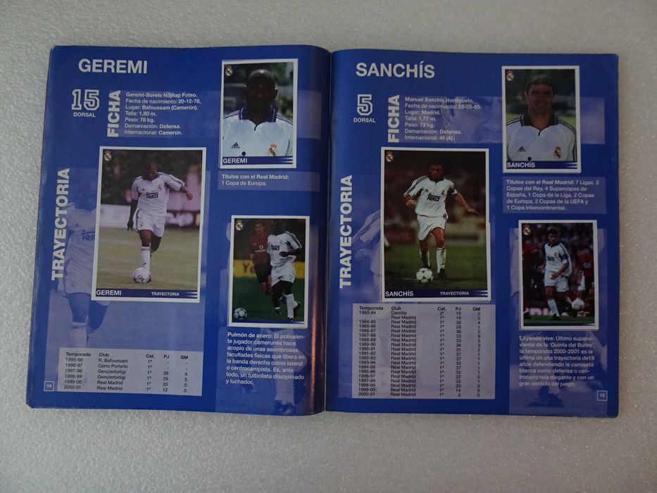 Caderneta de cromos de futebol completa Real Madrid 2000/2001 Panini
