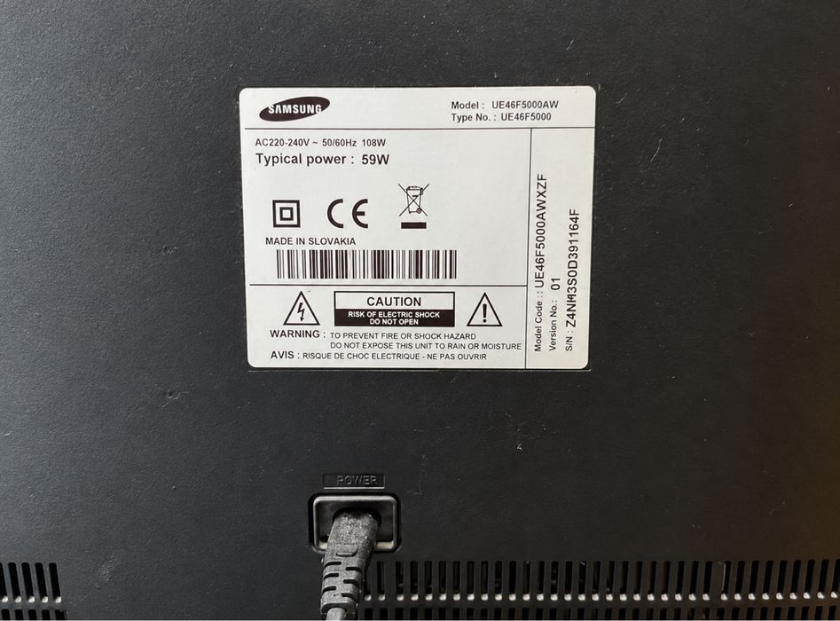 TV Samsung 46” LED Full HD – Modelo UE46F5000