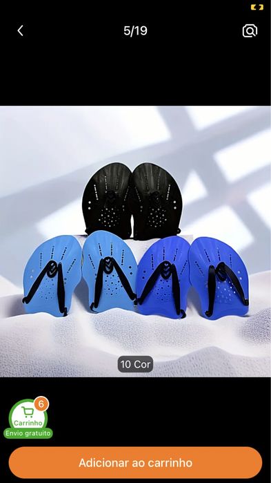 Flippers de Mão para Natação e Treino Aquático