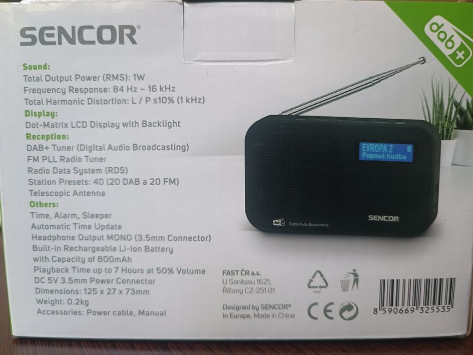 Радіоприймач FM, Sencor SRD 7200 B dab+