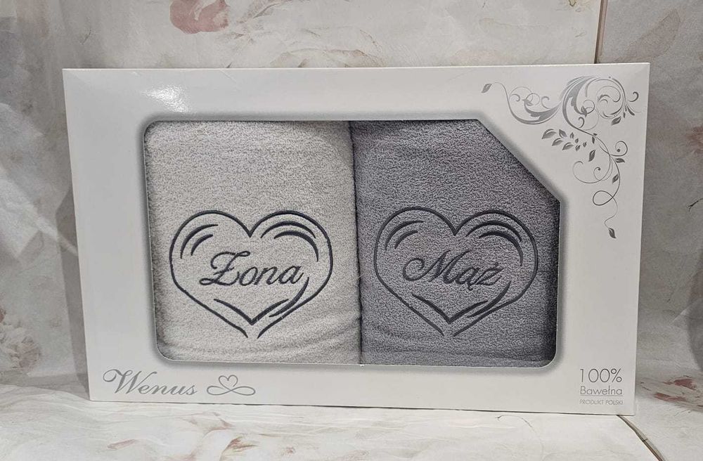 Komplet ręczników frotte 70x140. "Żona Mąż"