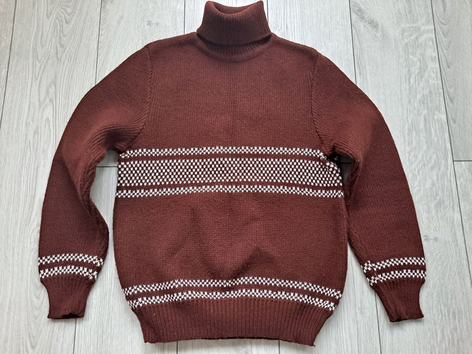 Bardzo ciepły brązowy golf PRL Vintage, Dom Mody Elegancja Katowice