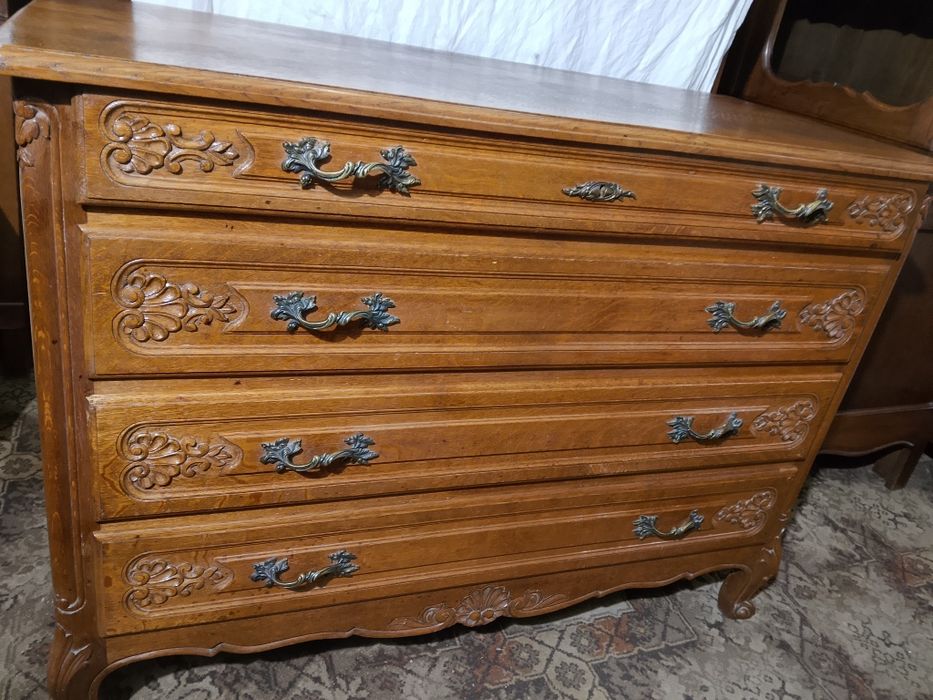 Piękna stara komoda -toaletka ludwikowska dębowa