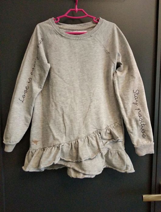 Dzianinowa grubsza bluza/tunika z długim rękawem r. 146