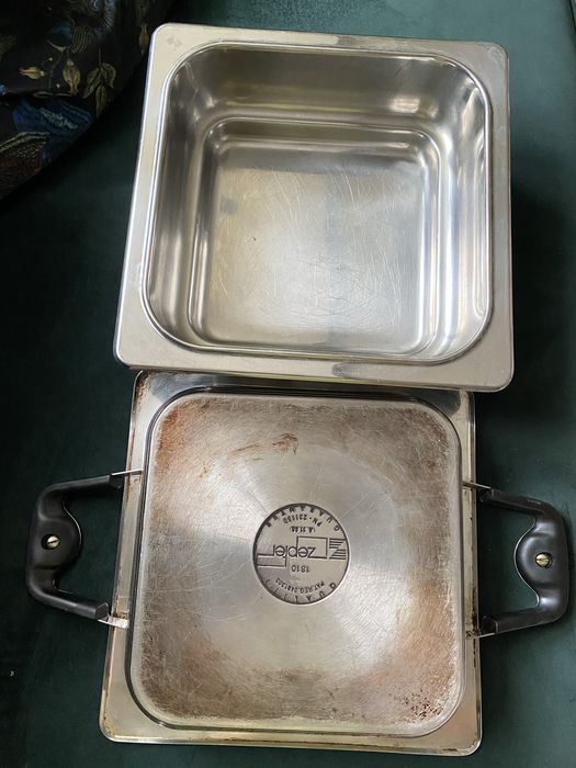 Patelnia grillowa Zepter oryginalna + miska pokrywka kwadratowa