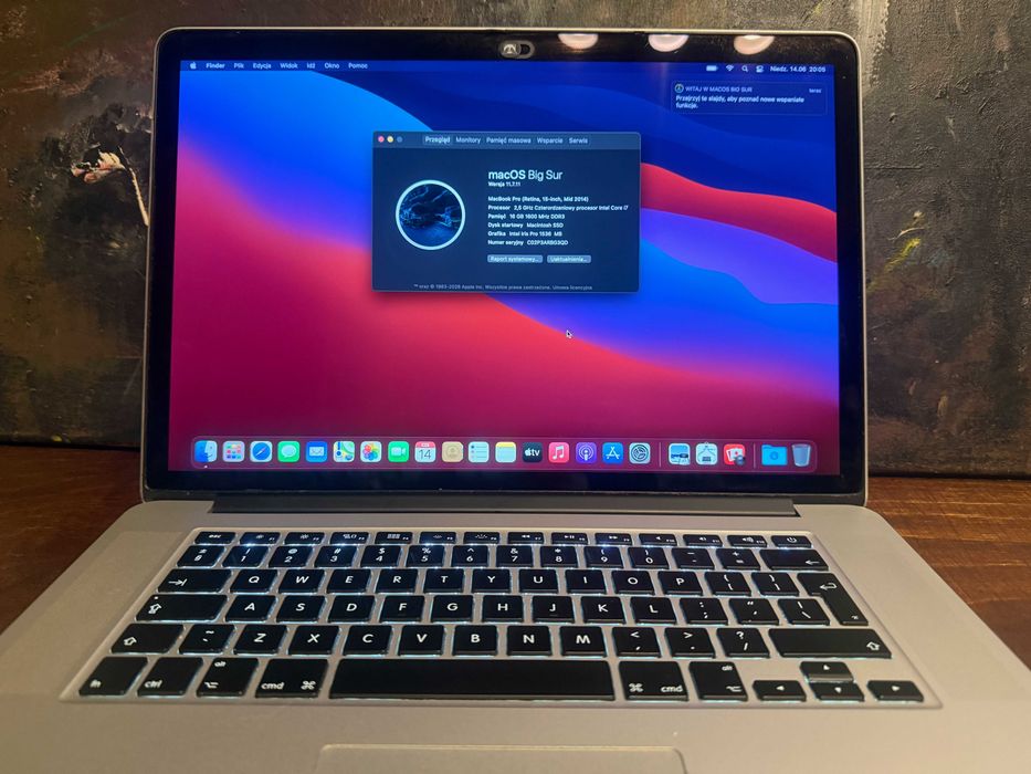 Macbook Pro Mid 2014, 15", SSD 500 GB, RAM 16 GB, i7 2,5 GHz