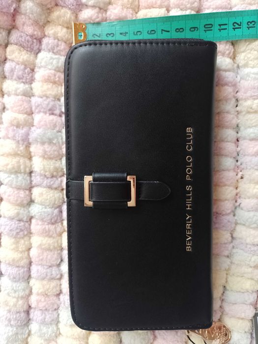 Beverly Hills Polo Club/Duży, czarny skórzany portfel w pudełku/ NOWY