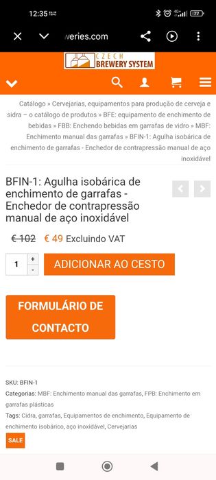 Enchedor de contrapressão inox