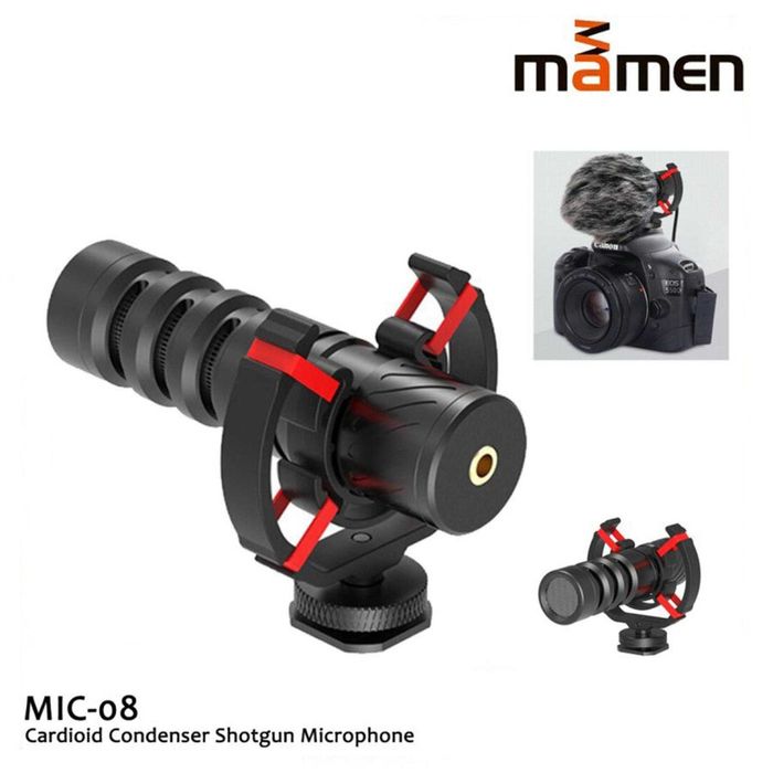 Microfone Shotgun Mamen MIC-08 Supercardióide p/ Câmaras e Telemóvel (Novo)