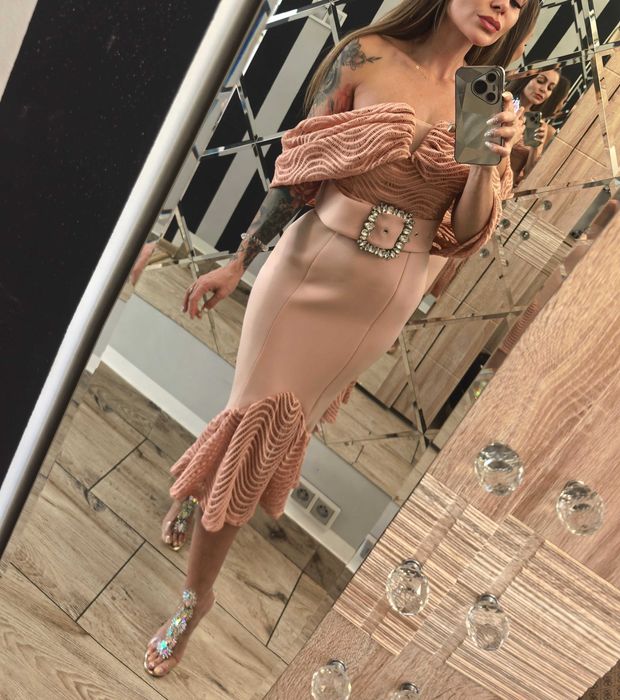 Asos piękna ołówkowa hiszpanka midi kryształowy pas 36 S impreza wesele sylwester lato