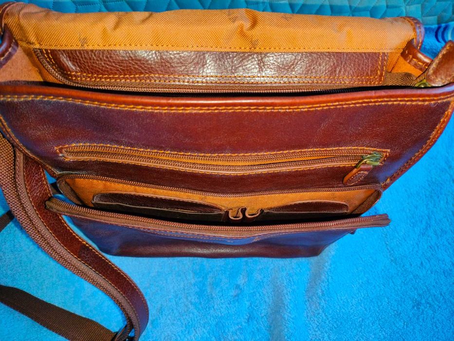 Чоловіча вінтажна шкіряна сумка/месенджер KATANA (Франція) "Brown Dennis Leather Bag", 30 x 34 x 6 см., ідеальний стан