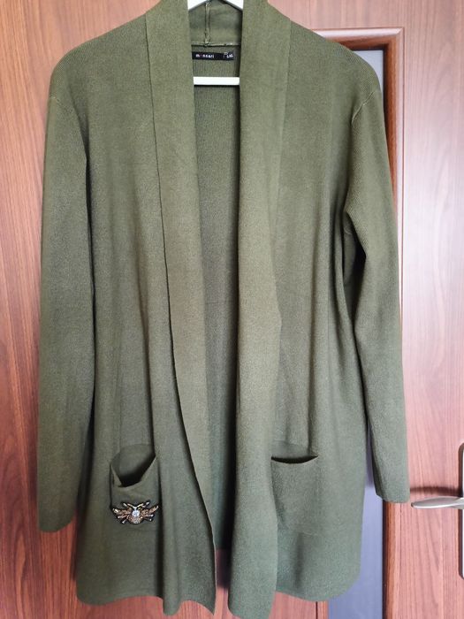 Kardigan ciemniejszy oliwkowy, MONNARI,L/XL,