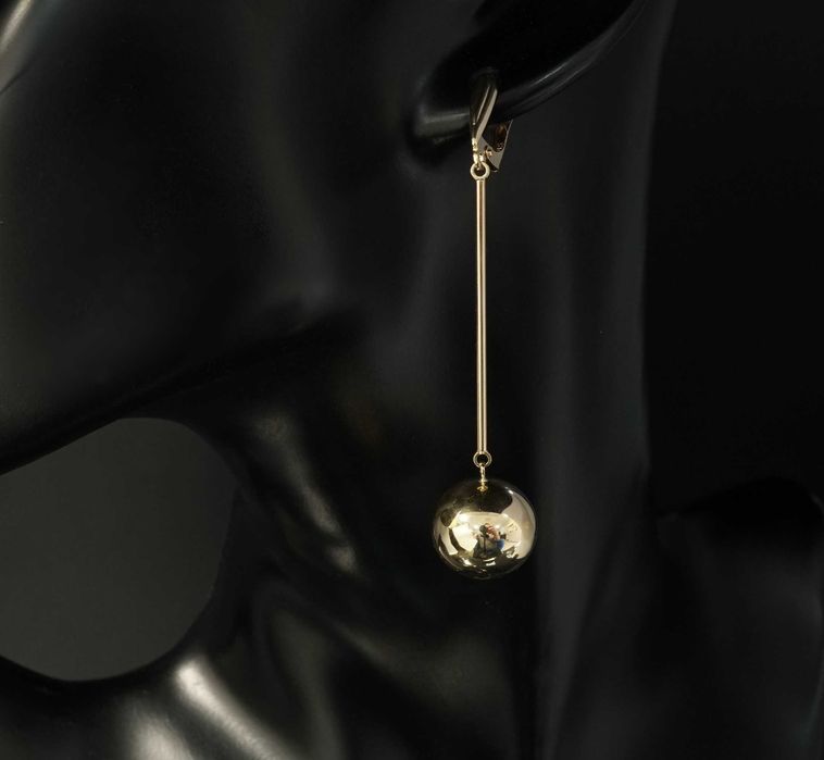 Złoto 585 - Złote kolczyki wiszące kulki