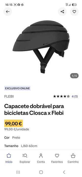 Capacete de bicicleta dobravel L Novo