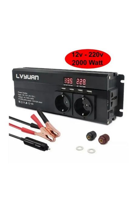 Інвертор 12V-220 "LVYUAN 2000W"  4USB,