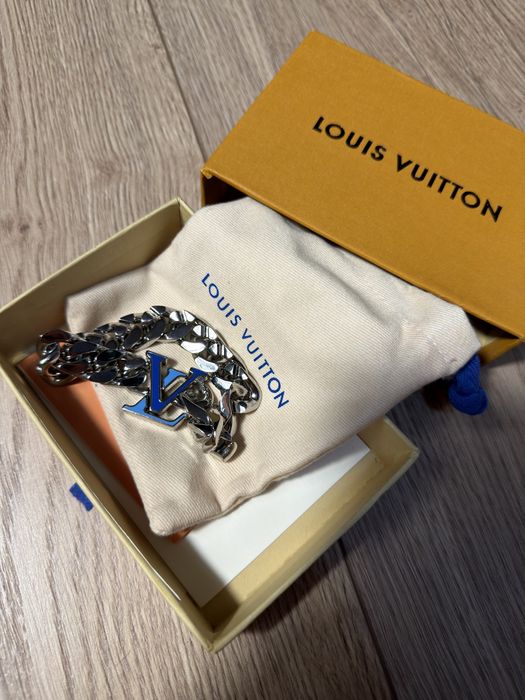 Bransoletka Lous Vuitton srebrna z niebisko granatowym logo, z opakowanien nowy