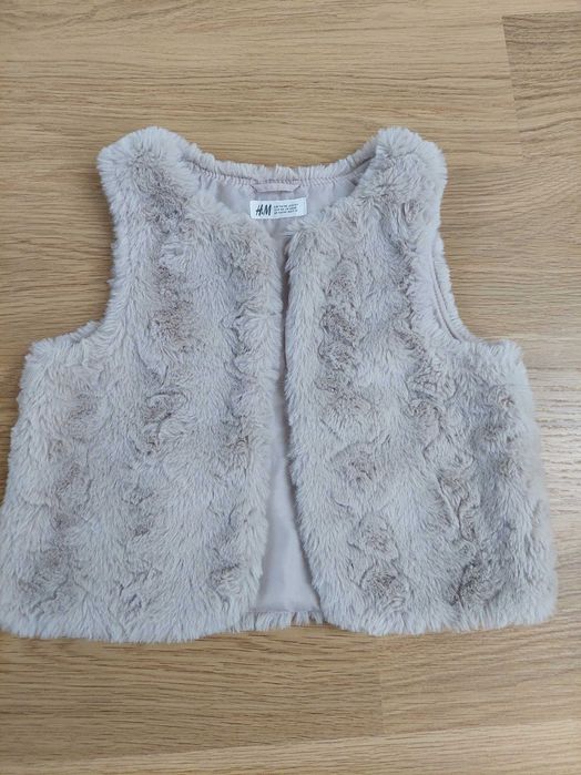 Kamizelka dziewczęca z futerka H&M rozmiar 134-140