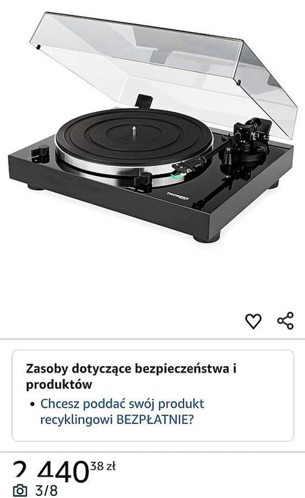 Gramofon THORENS TD 202 fornir ORZECH Hi-End + karton