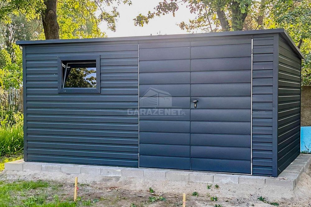 SCHOWEK DOMEK OGRODOWY 4,5X2,5M Antracyt Dach Spad W Tył GB478