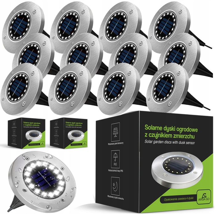 Lampki LED ozdoby wbijane do ogrodu zestaw 12 szt białe