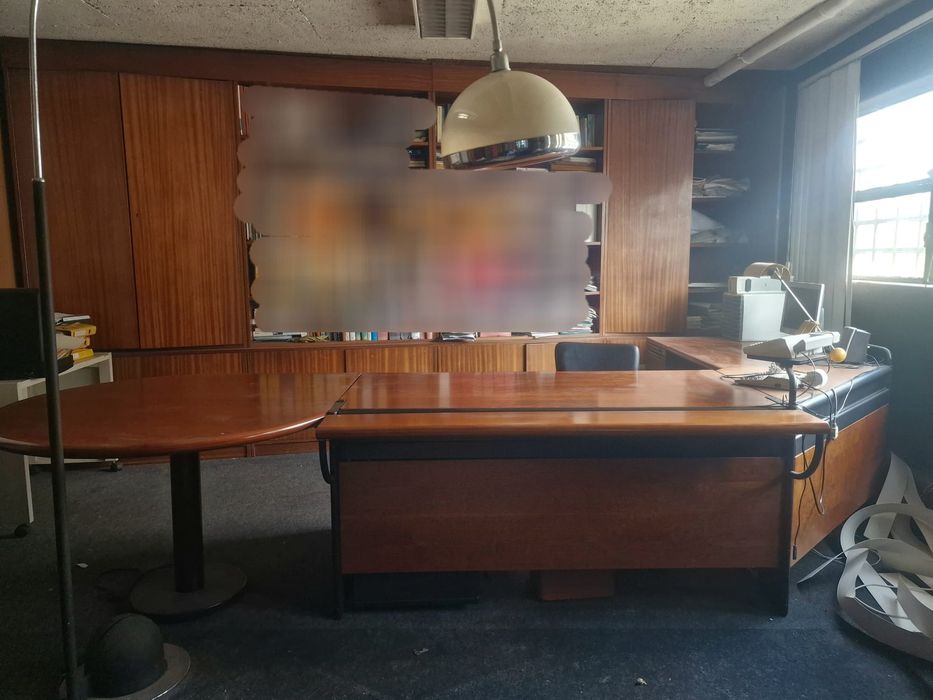Secretária Modular Vintage em L com Extensão Oval (Estilo Famo) + Blocos de Gavetas