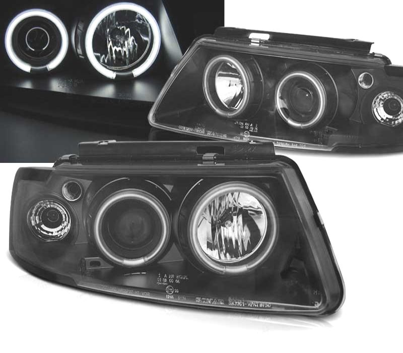 FARÓIS VOLKSWAGEN VW PASSAT B5 3B 96-00 ANGEL EYES CCFL FUNDO PRETO