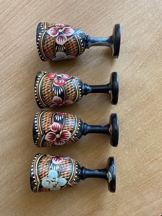 Рюмки деревʼяні часів СРСР,ручний розпис