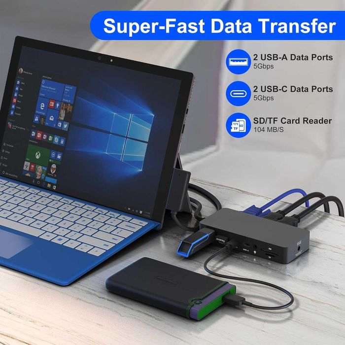 Stacja dokująca Surface Dock Triple Displays Dual 4K HDMI+VGA 12-w-1