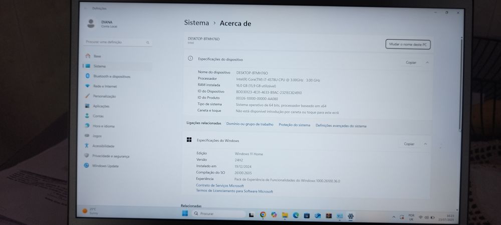 Portable PC Intel Core I7 16GB RAM 512GB SSD64584888486147120