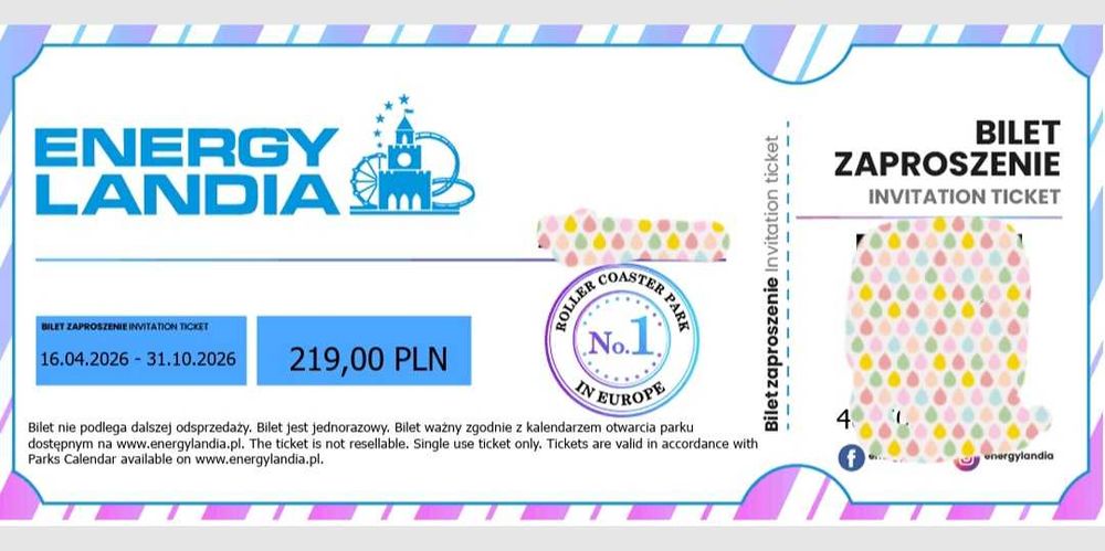 Bilet normalny całodniowy 1 dzień Energylandia