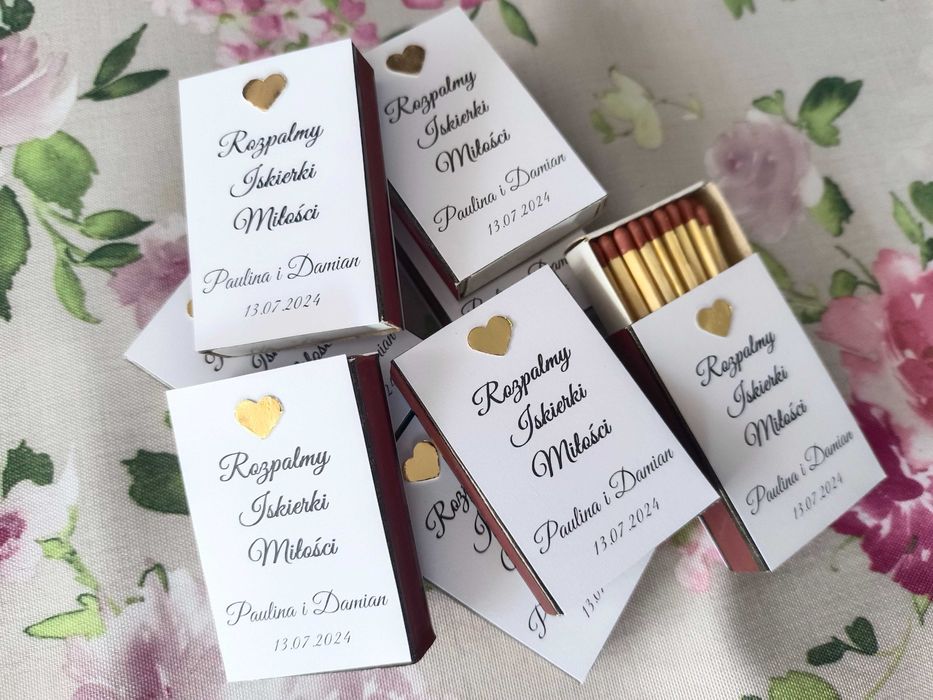 Personalizowane zapałki do iskierek miłości, zimnych ogni, wesele